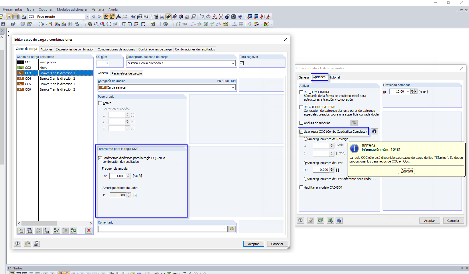 Activación de la regla CQC en datos generales
