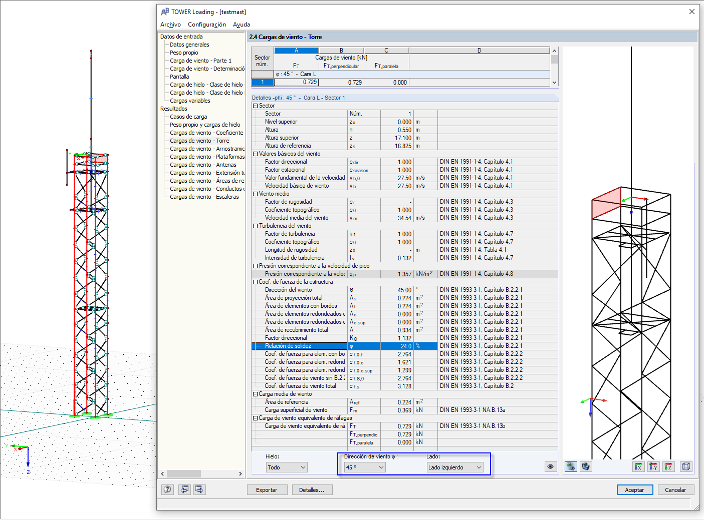 Valores intermedios en RF-/TOWER Loading
