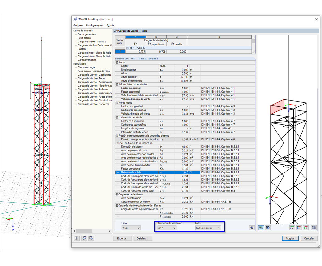 Valores intermedios en RF-/TOWER Loading