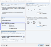 Configuración para el método analítico en el cálculo del estado límite de servicio