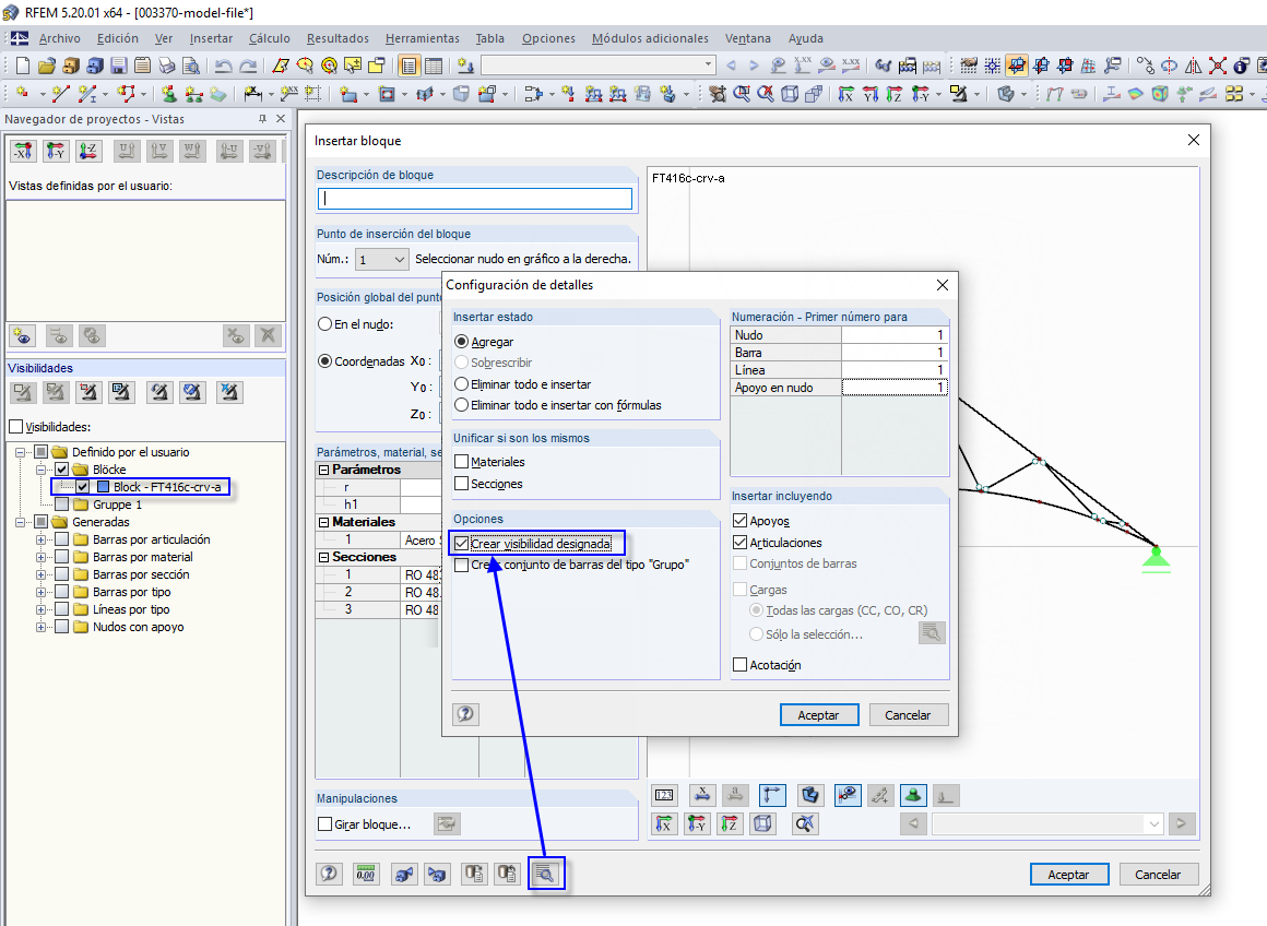 Administrador de bloques: Crear visibilidad con nombre