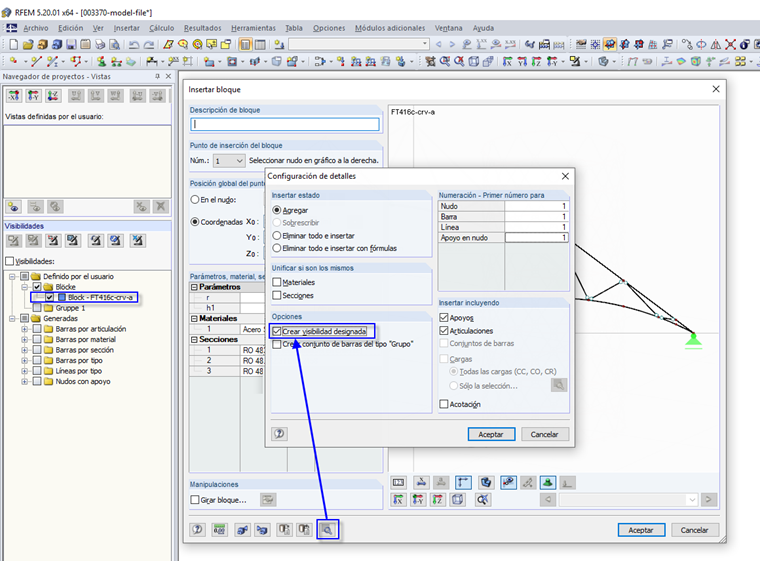 Administrador de bloques: Crear visibilidad con nombre