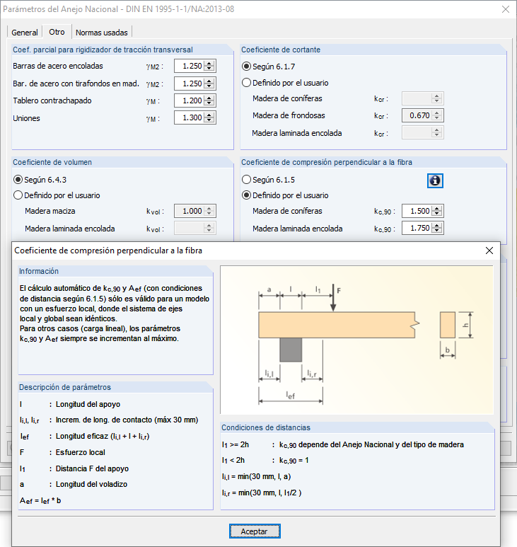 Factor de compresión transversal definido por el usuario