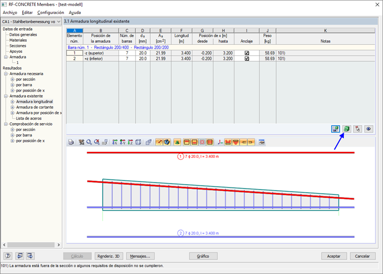 Botón para la biblioteca de plantillas de armaduras en RF-CONCRETE Members