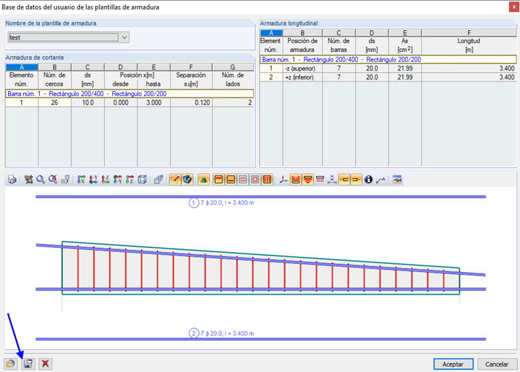 Botón para guardar la biblioteca de plantillas