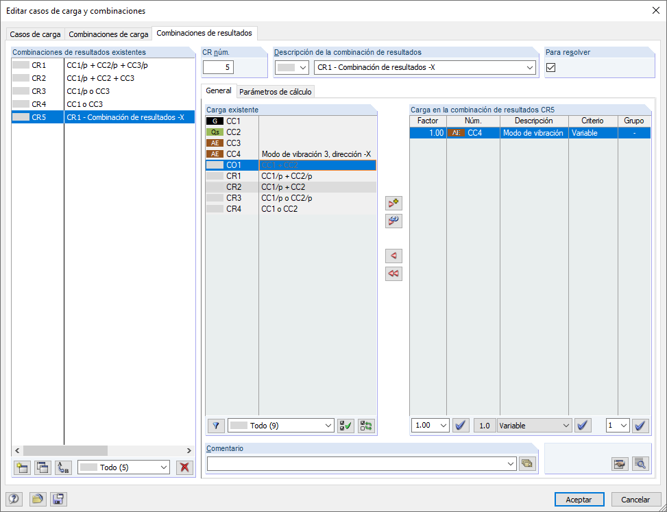 Combinaciones de resultados