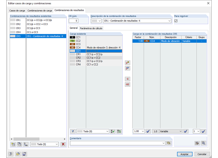 Combinaciones de resultados