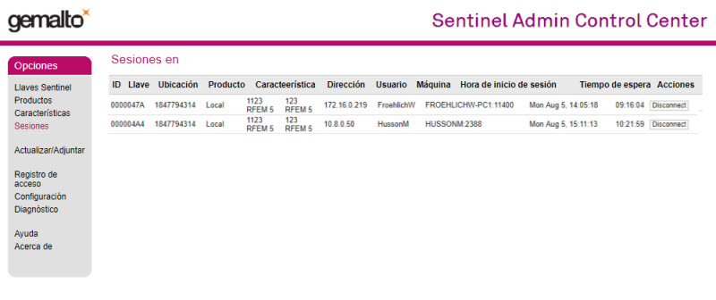 Interfaz de licencia de licencia de red