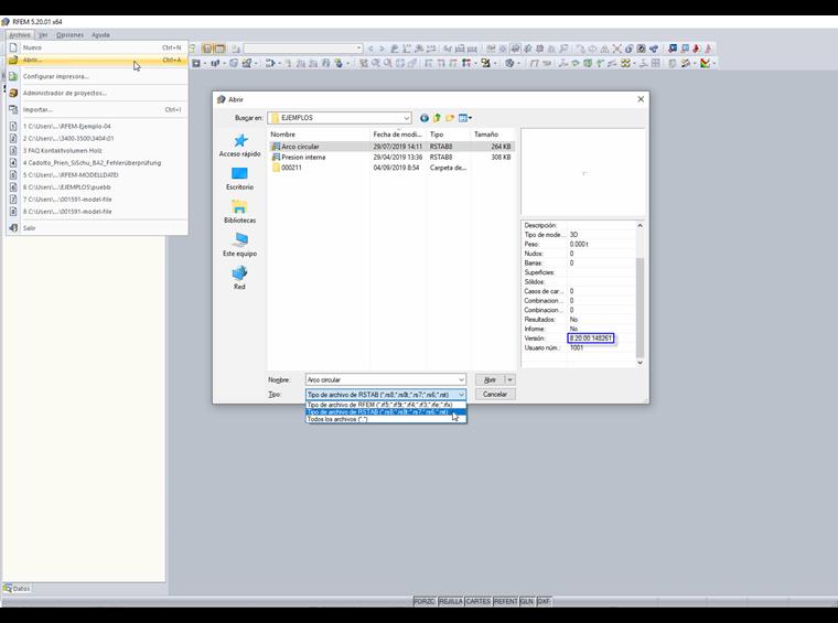 Abrir un archivo RSTAB en RFEM
