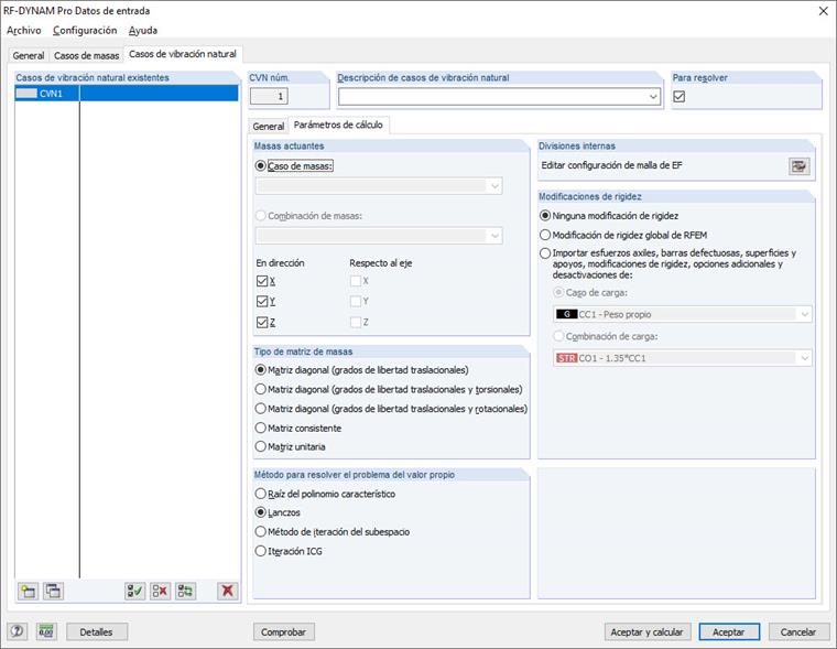 Selección de la dirección de masas