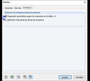 Configuración detallada para armadura