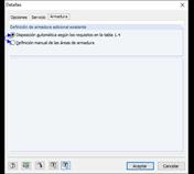 Configuración detallada para armadura