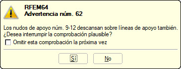 Advertencia: los nudos apoyados se encuentran en líneas apoyadas