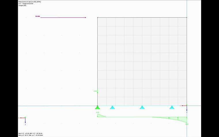 Reacción del apoyo al modelar el apoyo en nudo en el apoyo en línea
