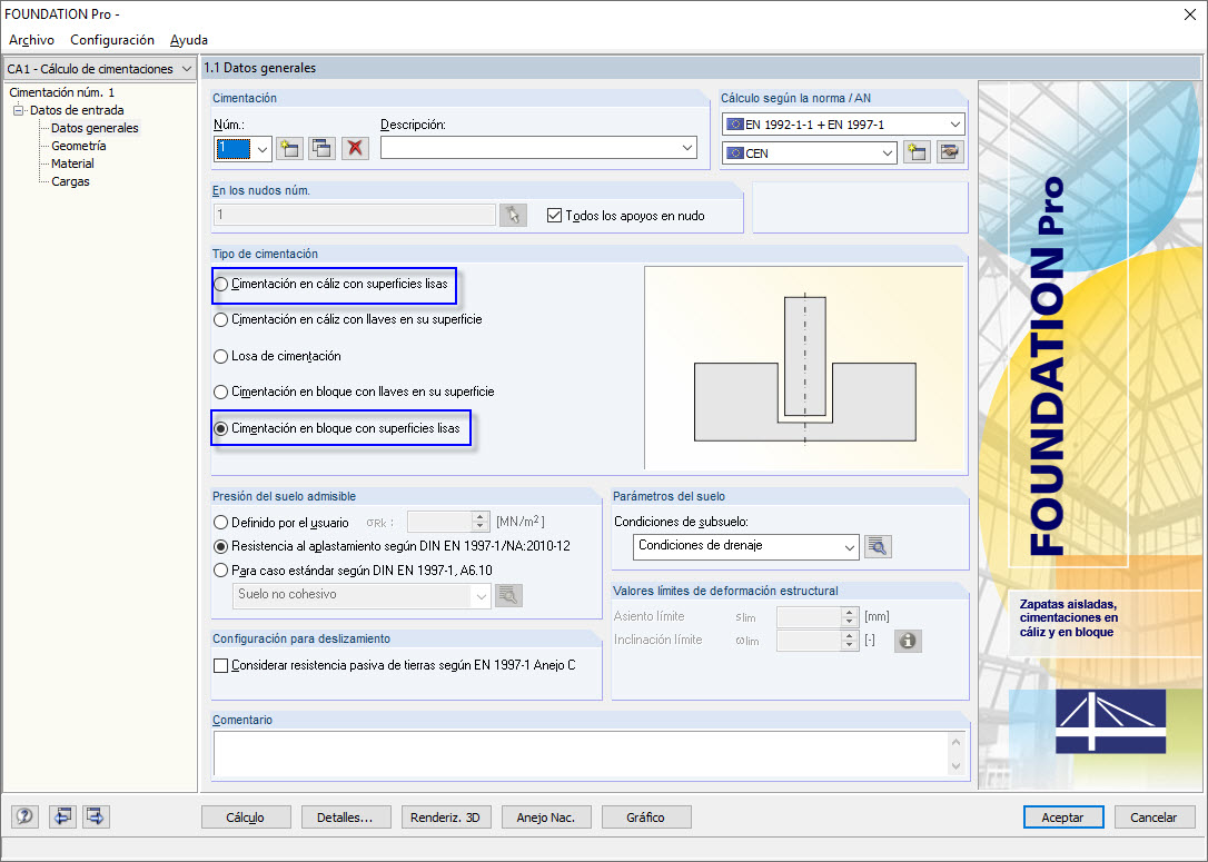 Selección de tipos de cimentación