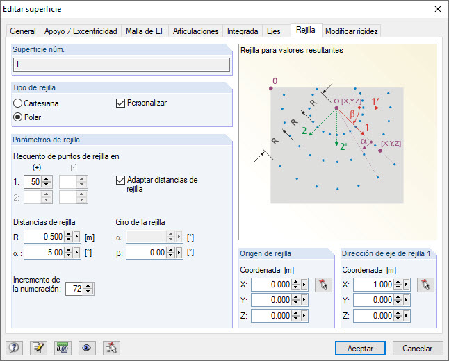 Configuración - Rejilla de superficie