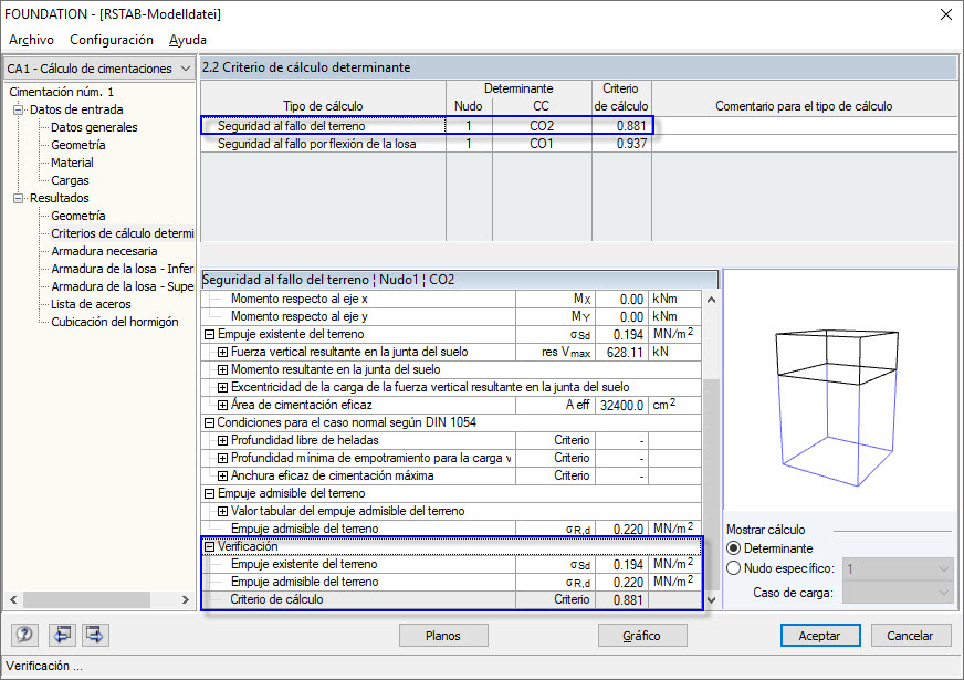 Cálculo de fallo a tierra según DIN 1054 en RF-FOUNDATION (antiguo)
