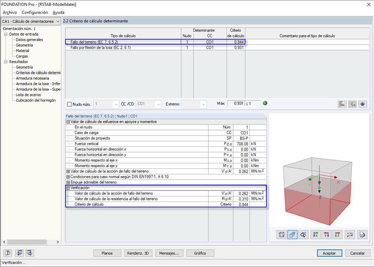 Diseño de fallo a tierra según EN 1997-1 en el RF-/FOUNDATION Pro actual