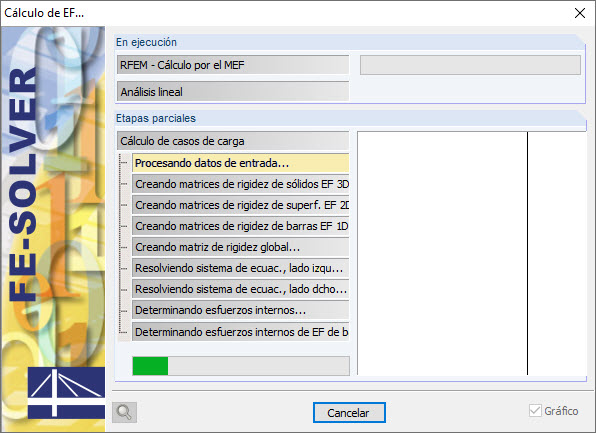 Ventana del solucionador durante el cálculo en RFEM
