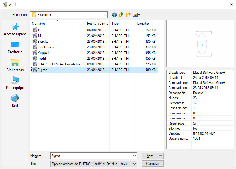 Cuadro de diálogo de apertura