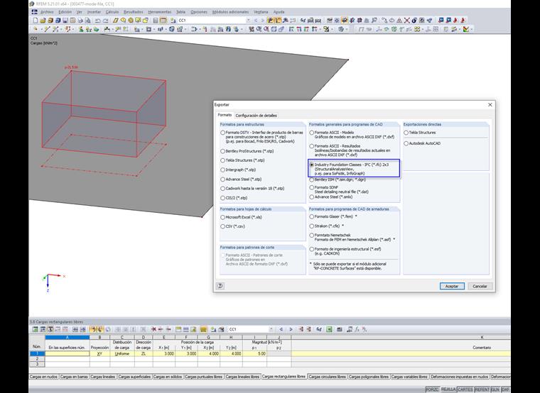 Exportar - Cuadro de diálogo IFC