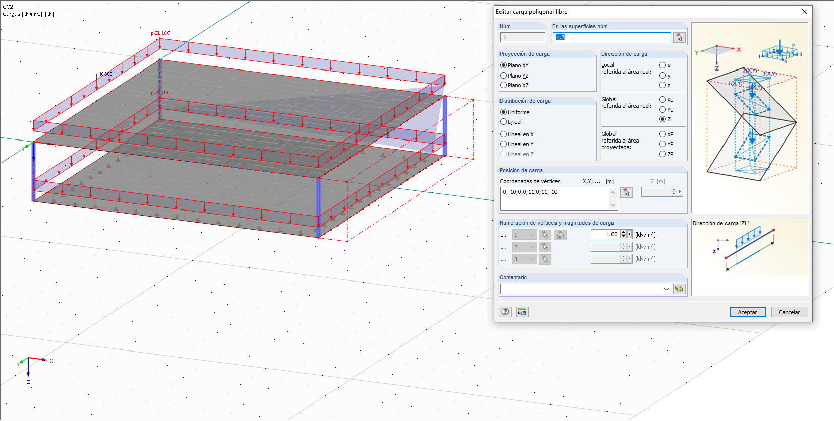 Edición de la carga poligonal libre
