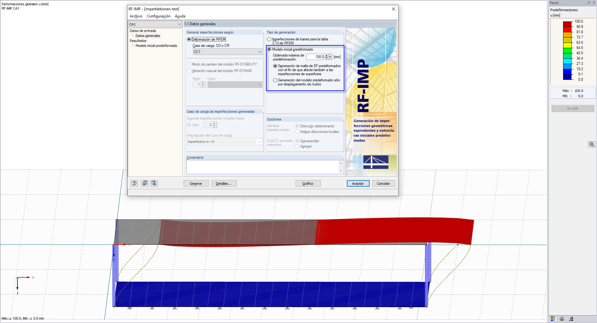Modelo inicial predeformado en RF-IMP