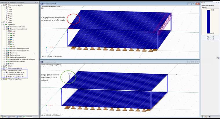 Consideración de la carga concentrada libre para estructuras predeformadas
