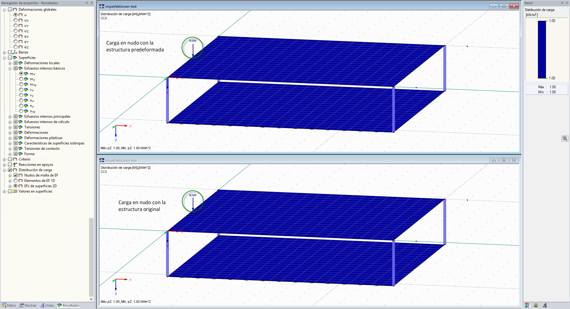 Consideración de la carga en nudo para una estructura predeformada