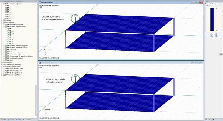 Consideración de la carga en nudo para una estructura predeformada