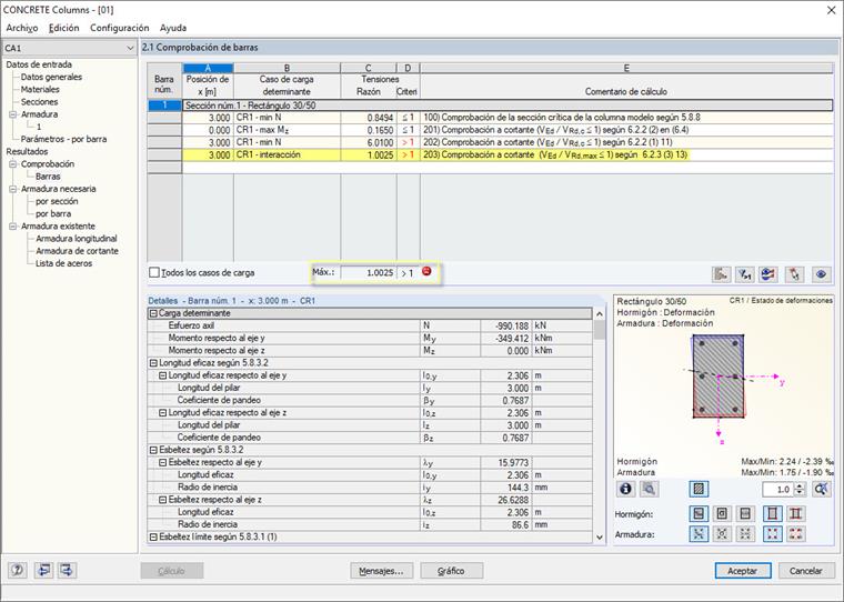 Exceder VRd, max y mostrar el criterio de diseño VEd/VRd, c