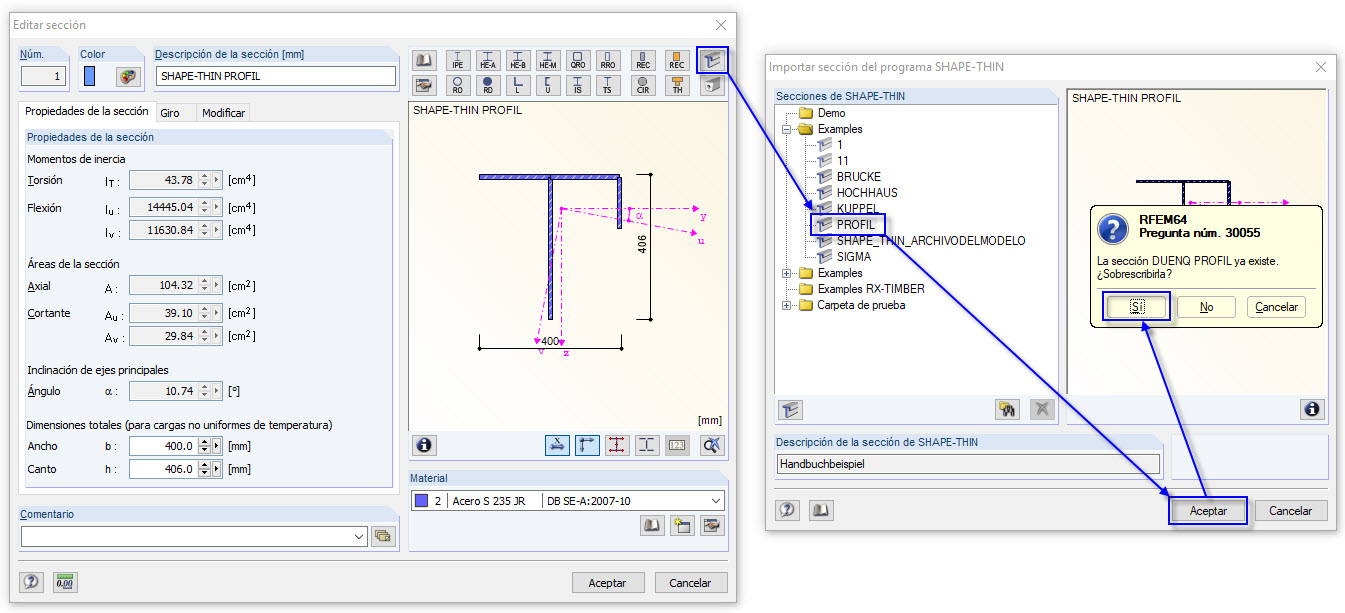 Actualización de la sección