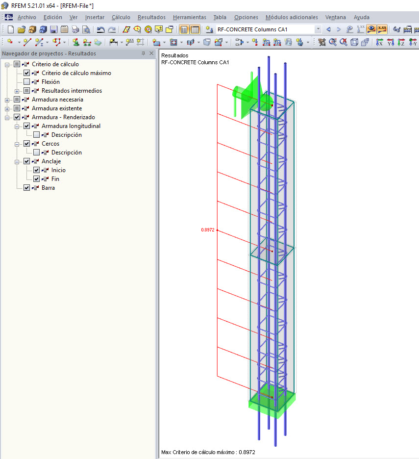 Resultados para la columna del modelo