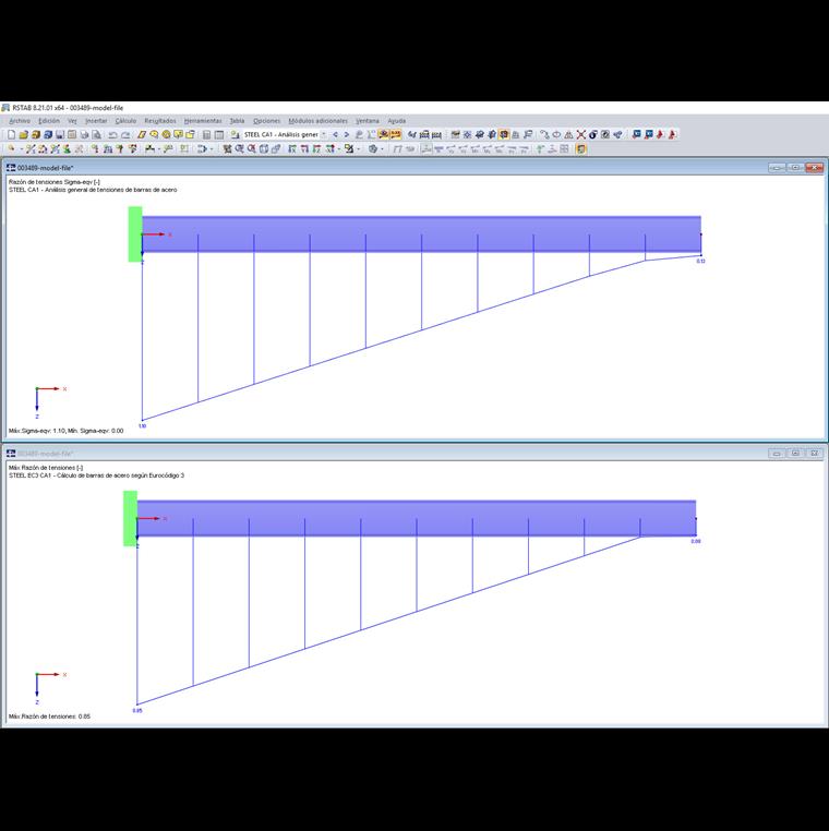 Relación de cálculo en STEEL y STEEL EC3