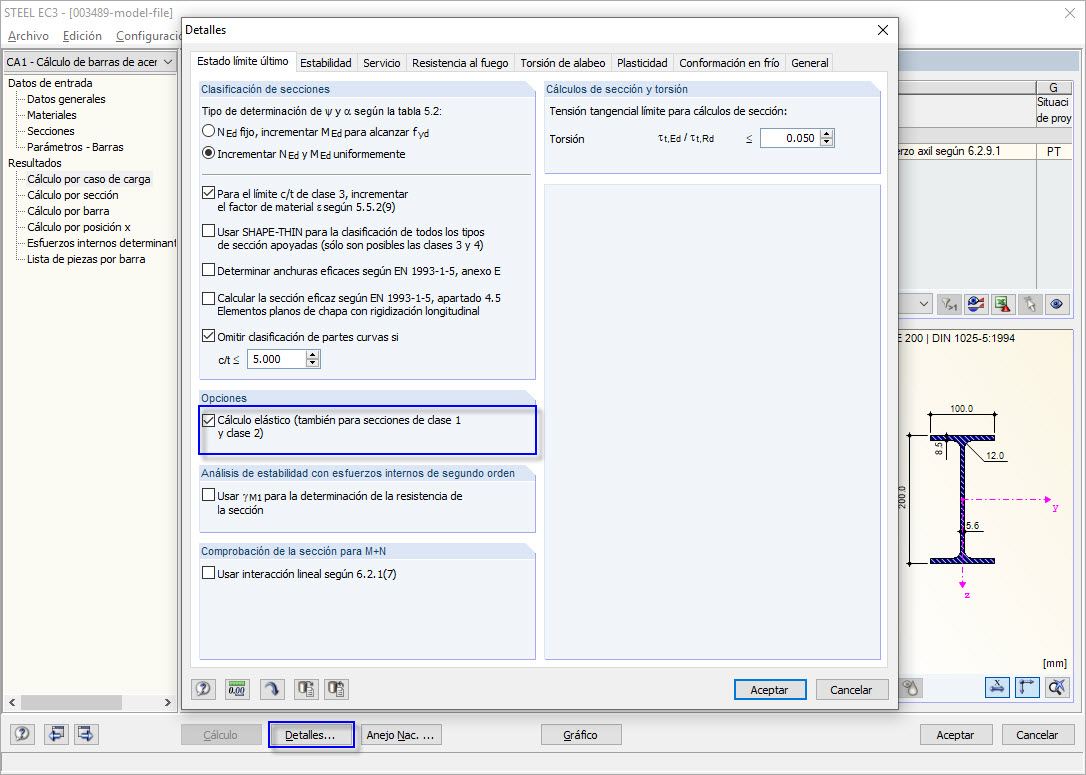 Opción "Diseño elástico"