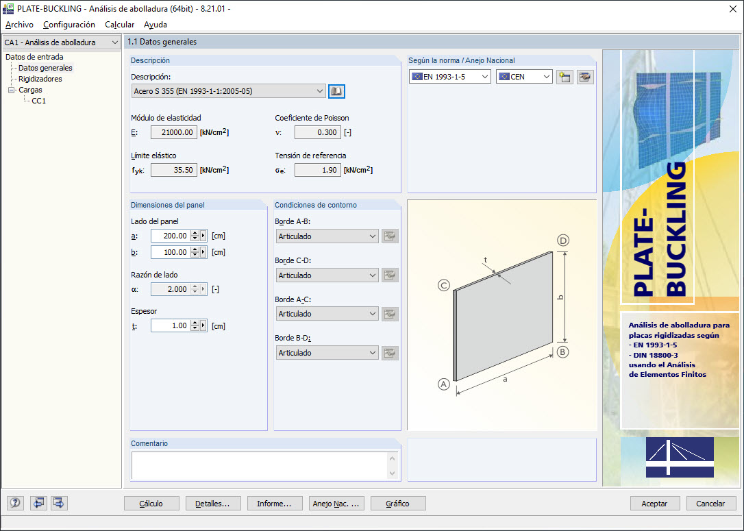 Ventana de entrada de PLATE-BUCKLING