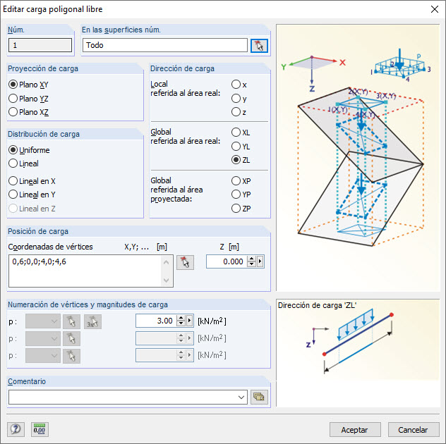 Cuadro de diálogo "Carga superficial libre"