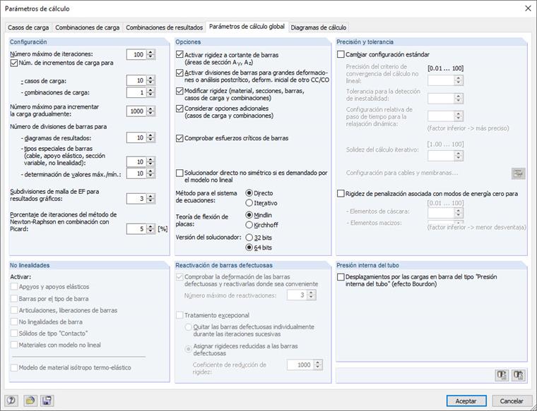 Configuración de incrementos de carga