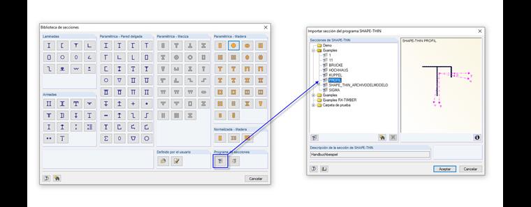 Importar sección del programa SHAPE-THIN