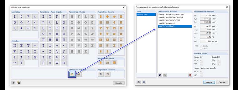 Acceso a secciones definidas por el usuario