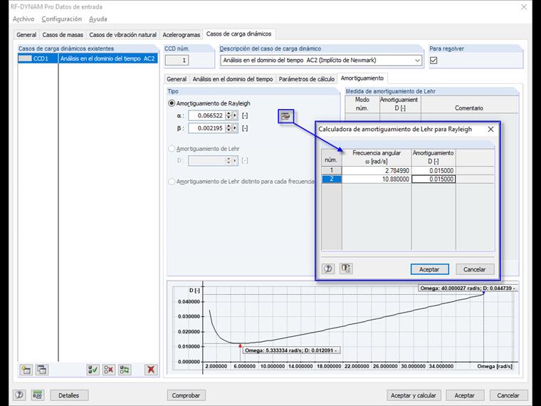 Conversión del amortiguamiento de Lehr en coeficientes de Rayleigh