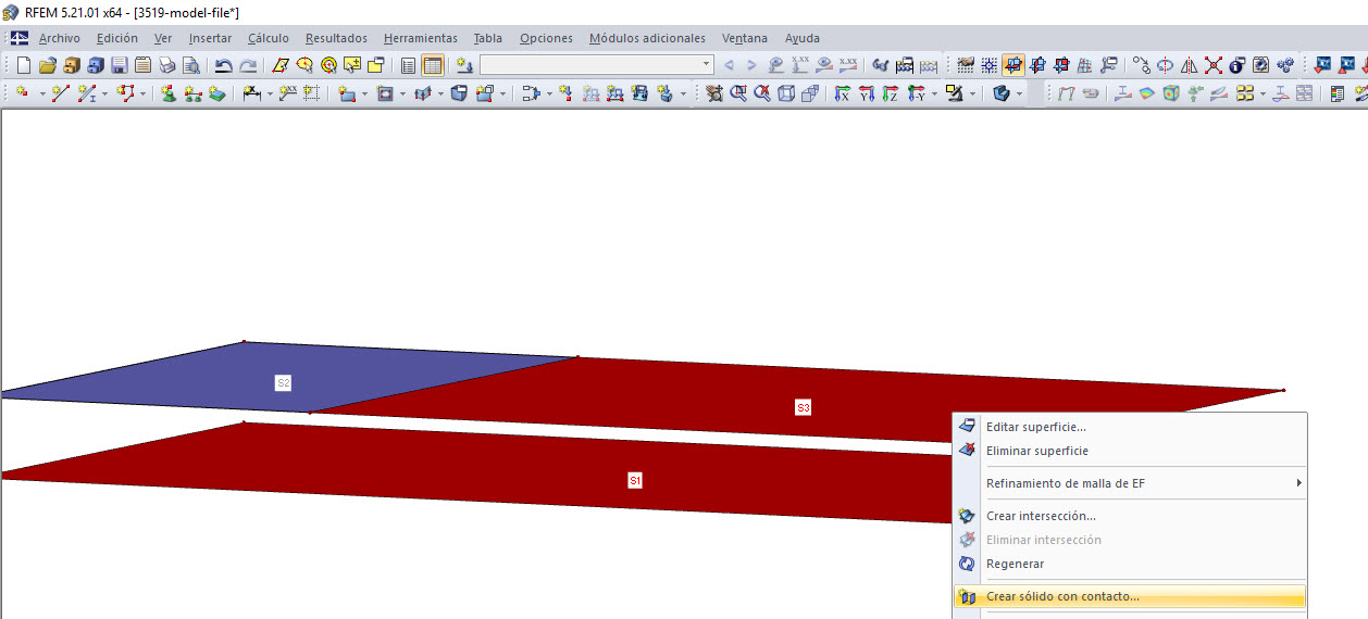 crear sólido con contacto