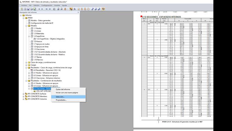Selección especial para el tipo de resultado