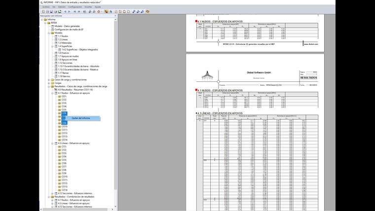 Eliminación de resultados de casos de carga individuales del informe