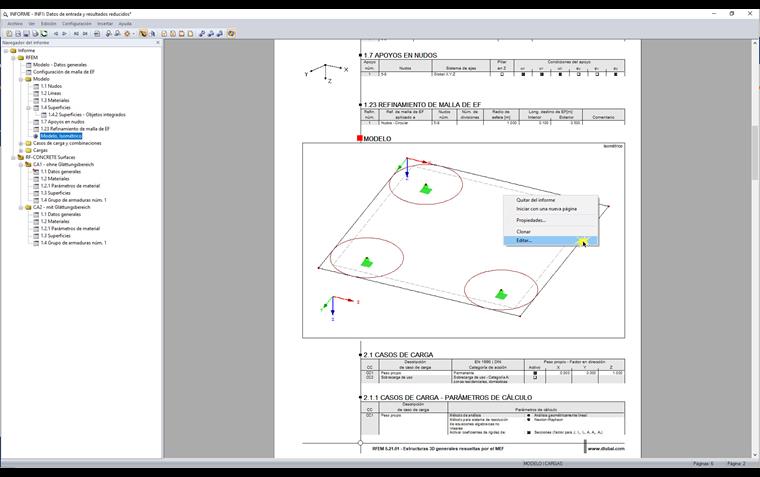 Gráfico al hacer clic con el botón secundario en el informe