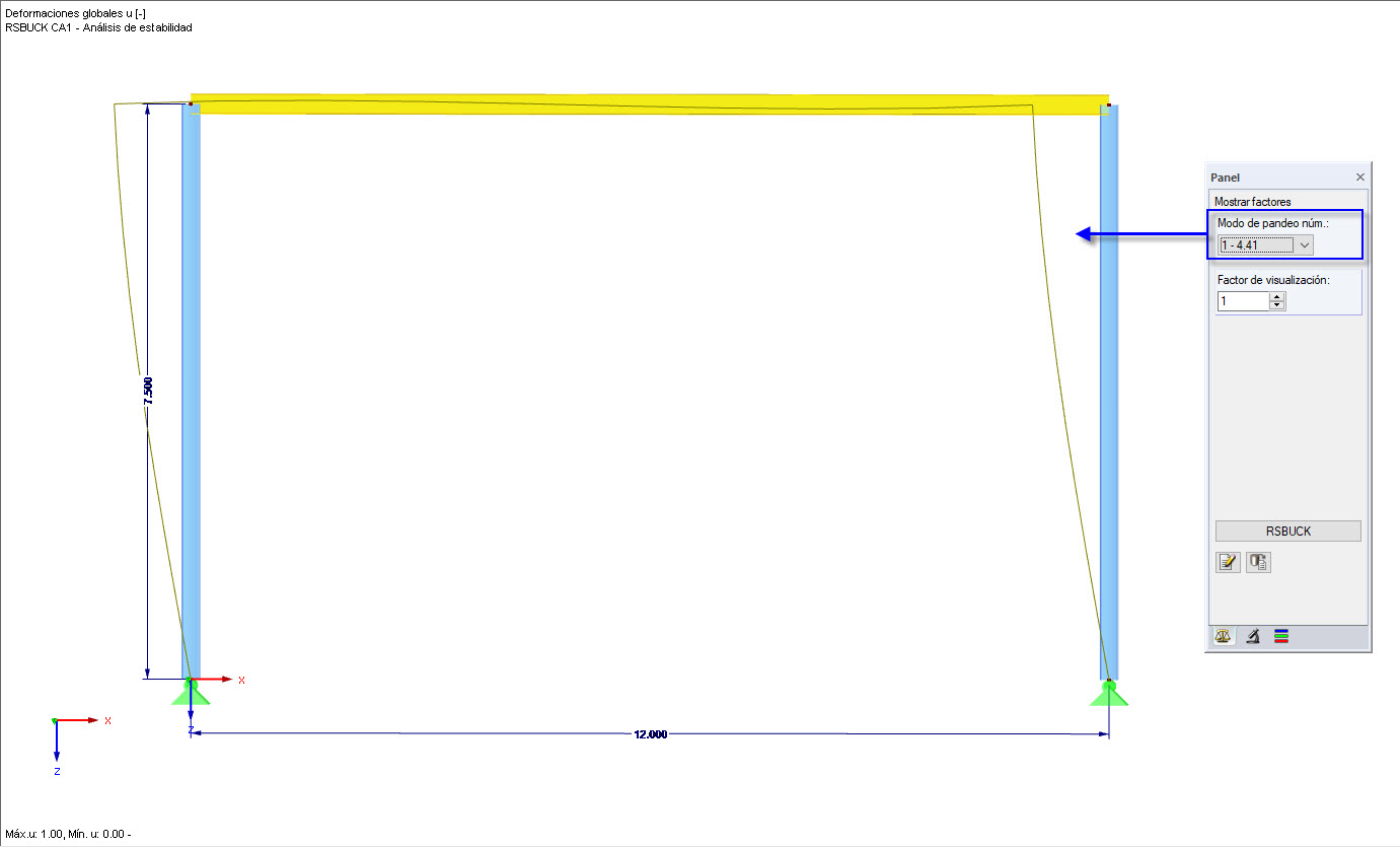 Visualización del modo de pandeo