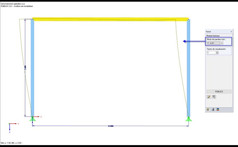 Visualización del modo de pandeo