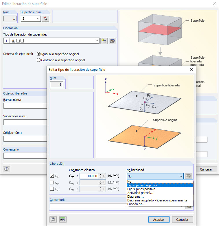 Liberación de superficie