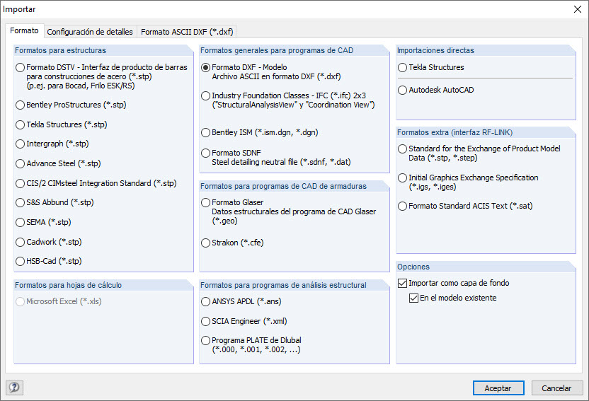 Importar como capa de fondo