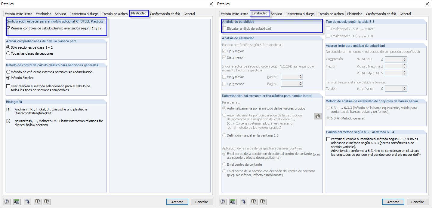 Activación de RF-/STEEL Plasticity y análisis de barras equivalentes inactivas